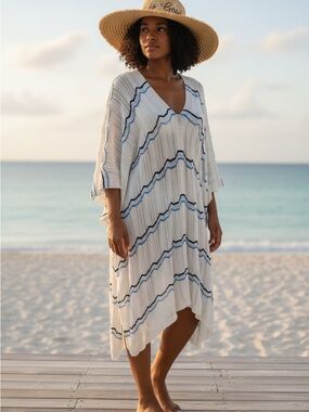 NEW•Twice Chic Boutique Beachy Days White Knit Crochet Dress-Swim Cover Up 1X-3X